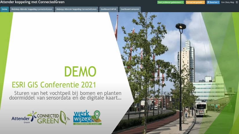 Esri GIS Conferentie 2021: Sensordata combineren met digitale kaart: innovatie in buitenruimte! (Werkwijzer en Attender Groen)