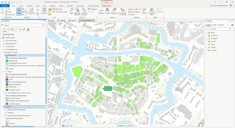 GeoHR in ArcGIS Pro – detailhandel in het centrum van Zwolle (fictieve data)