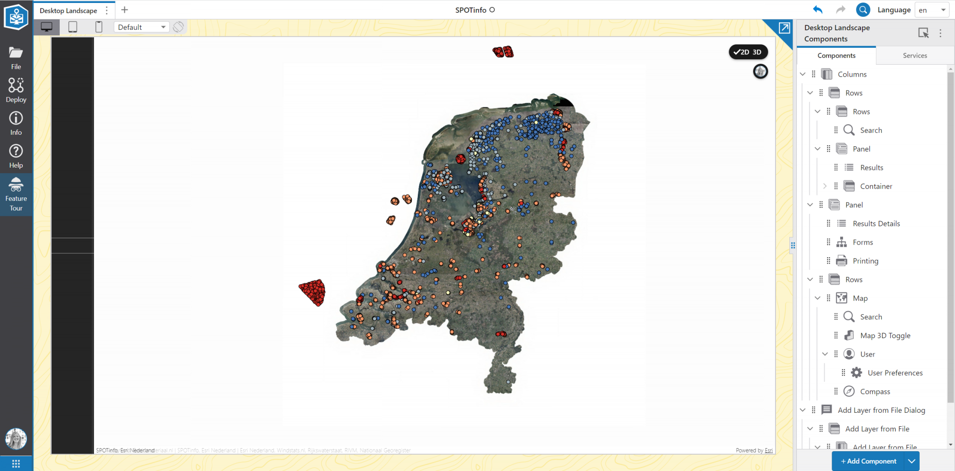Wissel tussen 2D- en 3D-data