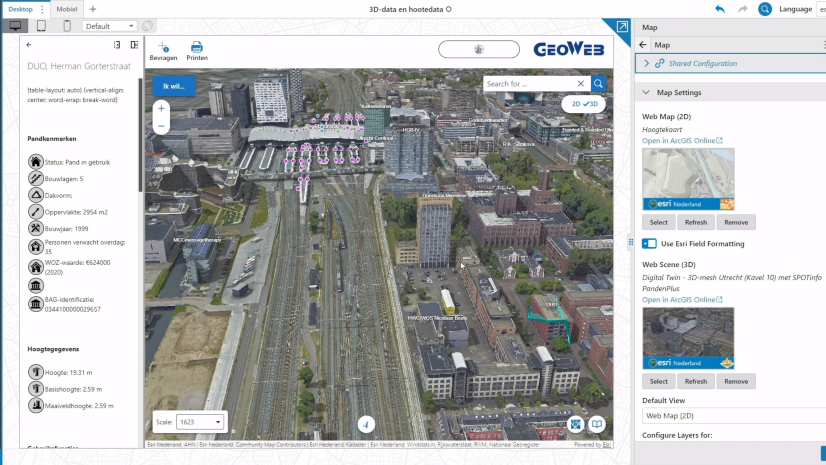 Het gebruik van 3D- en hoogtedata in de module Viewer