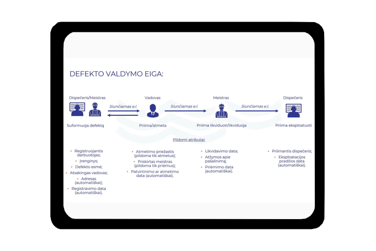 Defektų valdymo eiga