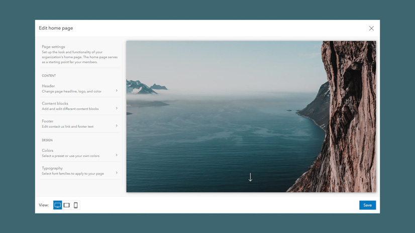 ArcGIS Online organizacijos pagrindinio puslapio atnaujinimas