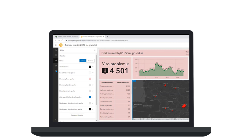 Informacinių švieslenčių kūrimas su ArcGIS Dashboards