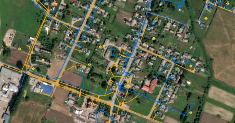 Aukščiau pateiktame paveikslėlyje matomas žemėlapis po erdvinės analizės. Šauktukai žymi vietas, kuriose reikia atlikti papildomus tyrimus.