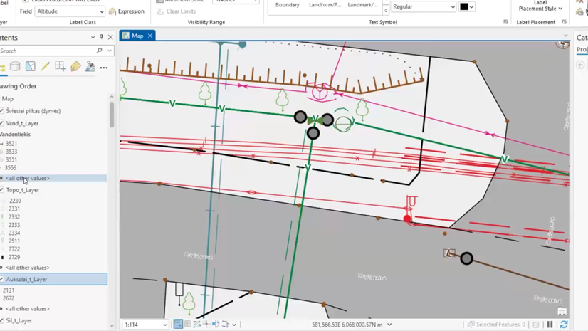 Topografinių duomenų vaizdavimas su ArcGIS: GKTR simbolių taikymas