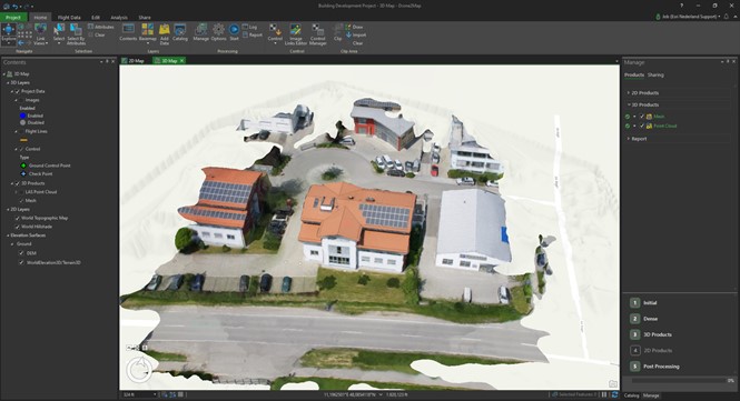 het verwerken van de dronebeelden in een 3D-model