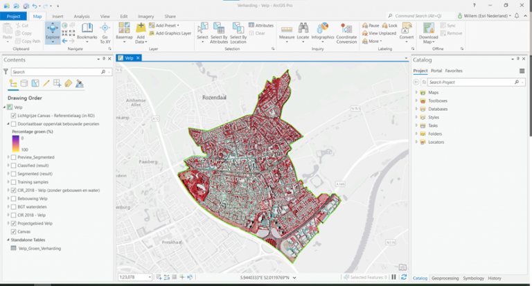Gemeente Velp uit de landelijke luchtfoto geclipt. Bebouwing en waterdelen zijn uitgesloten.